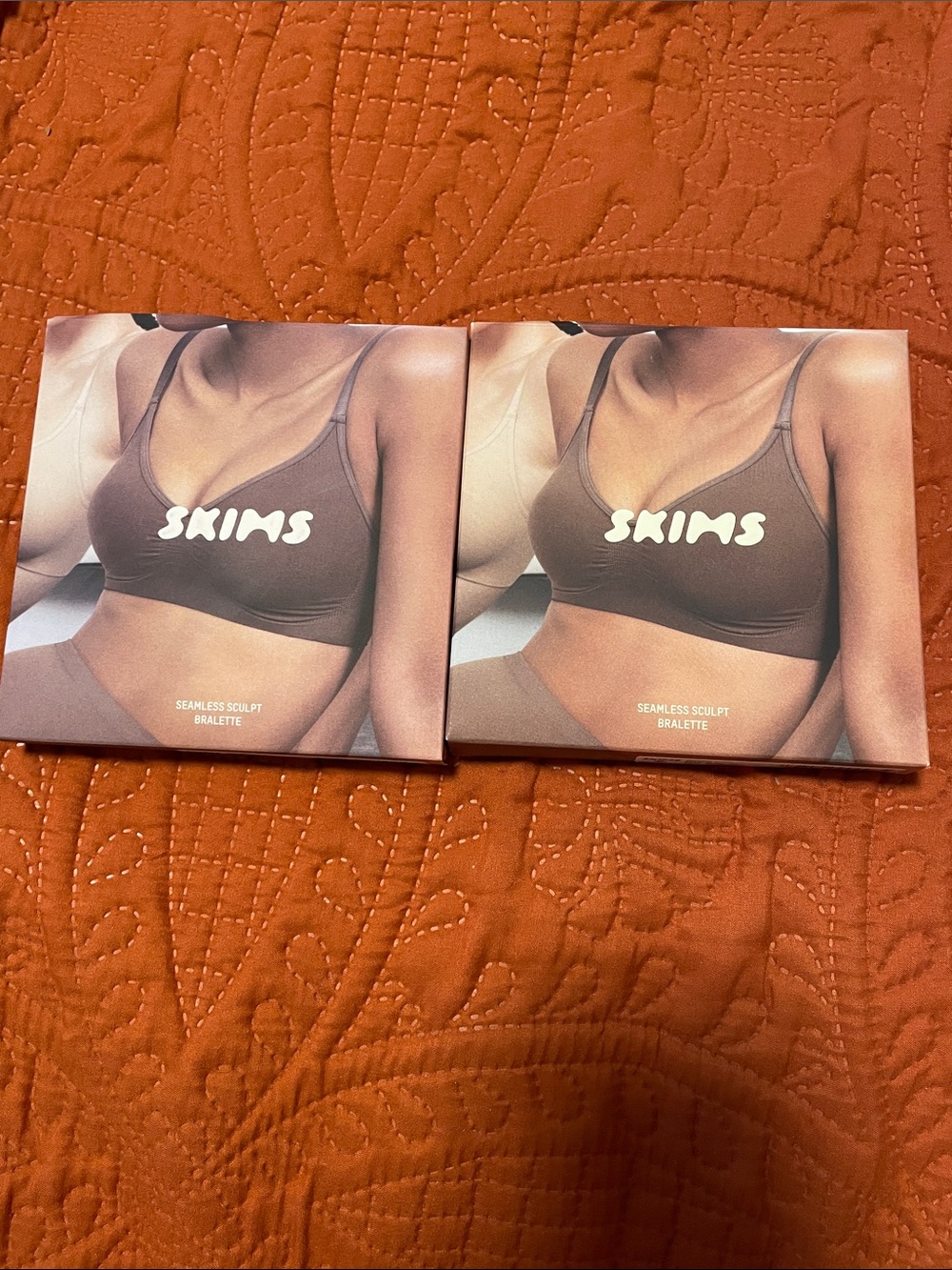 Skims Seamless Sculpt Bralette Pair XS  Bronze and Ochre - BR-SCP-3355 NWT